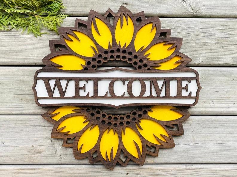 Sunflower Welcome Sign - Mid Missouri Laser