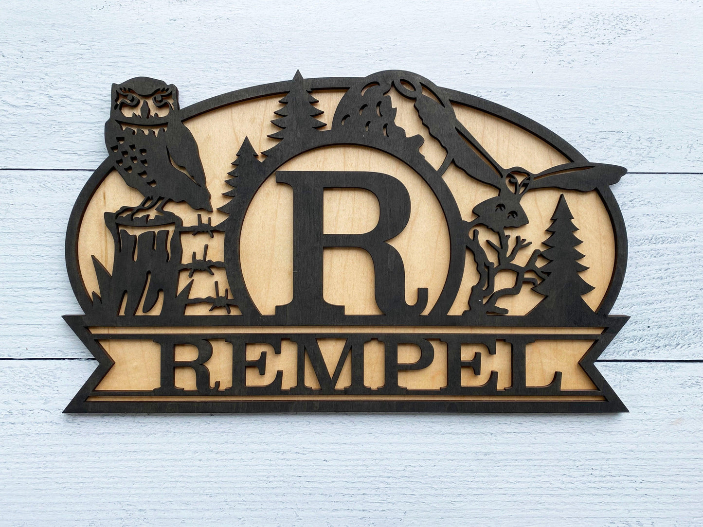 Oval Monogram Wood Signs - Mid Missouri Laser