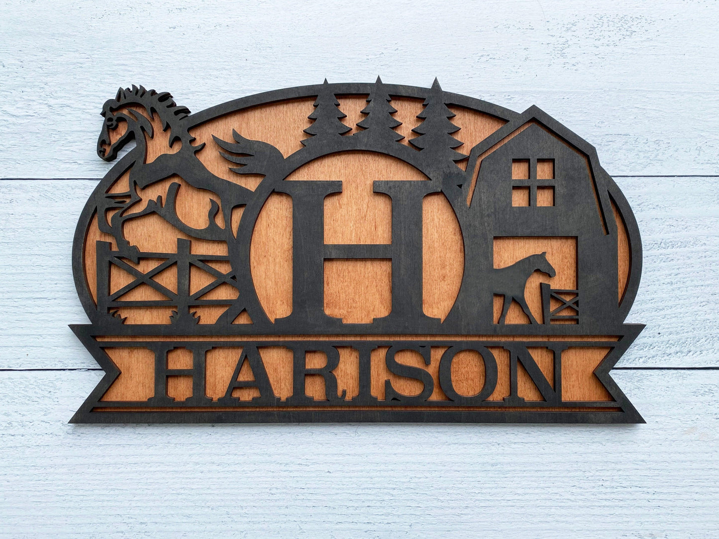 Oval Monogram Wood Signs - Mid Missouri Laser