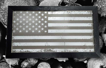 Weathered American Flag Engraved Mirror