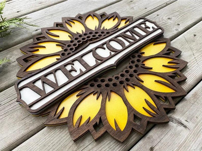 Sunflower Welcome Sign - Mid Missouri Laser 