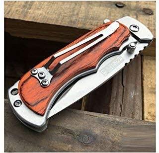 7" Stainless Wood Spring Assisted Open Folding Pocket Knife - Mid Missouri Laser 