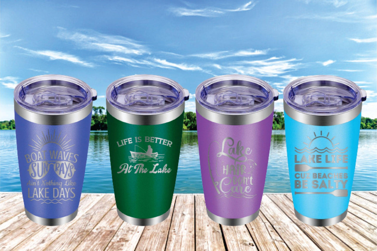 Engraved Lake Theme Tumblers 20oz - Mid Missouri Laser 