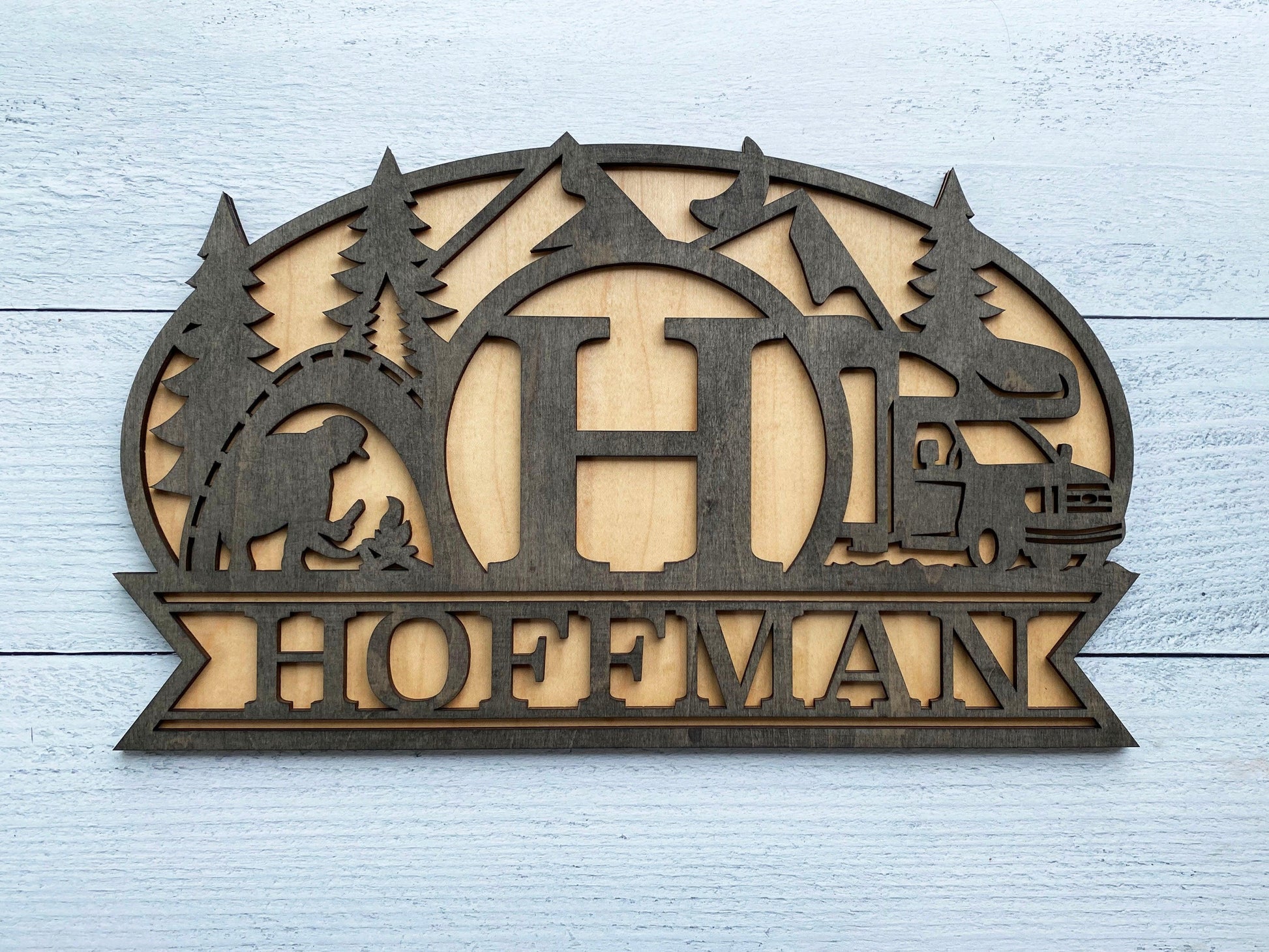 Oval Monogram Wood Signs - Mid Missouri Laser 