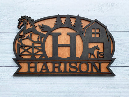 Oval Monogram Wood Signs - Mid Missouri Laser 